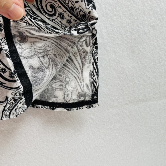 JM Collection Women's Linen Tunic Turqouise Paisley 3/4 Ruched Sleeve 2X - Picture 4 of 9